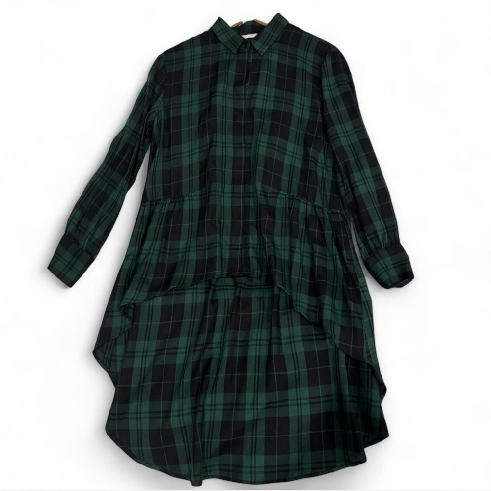 High Low Green Plaid Dress